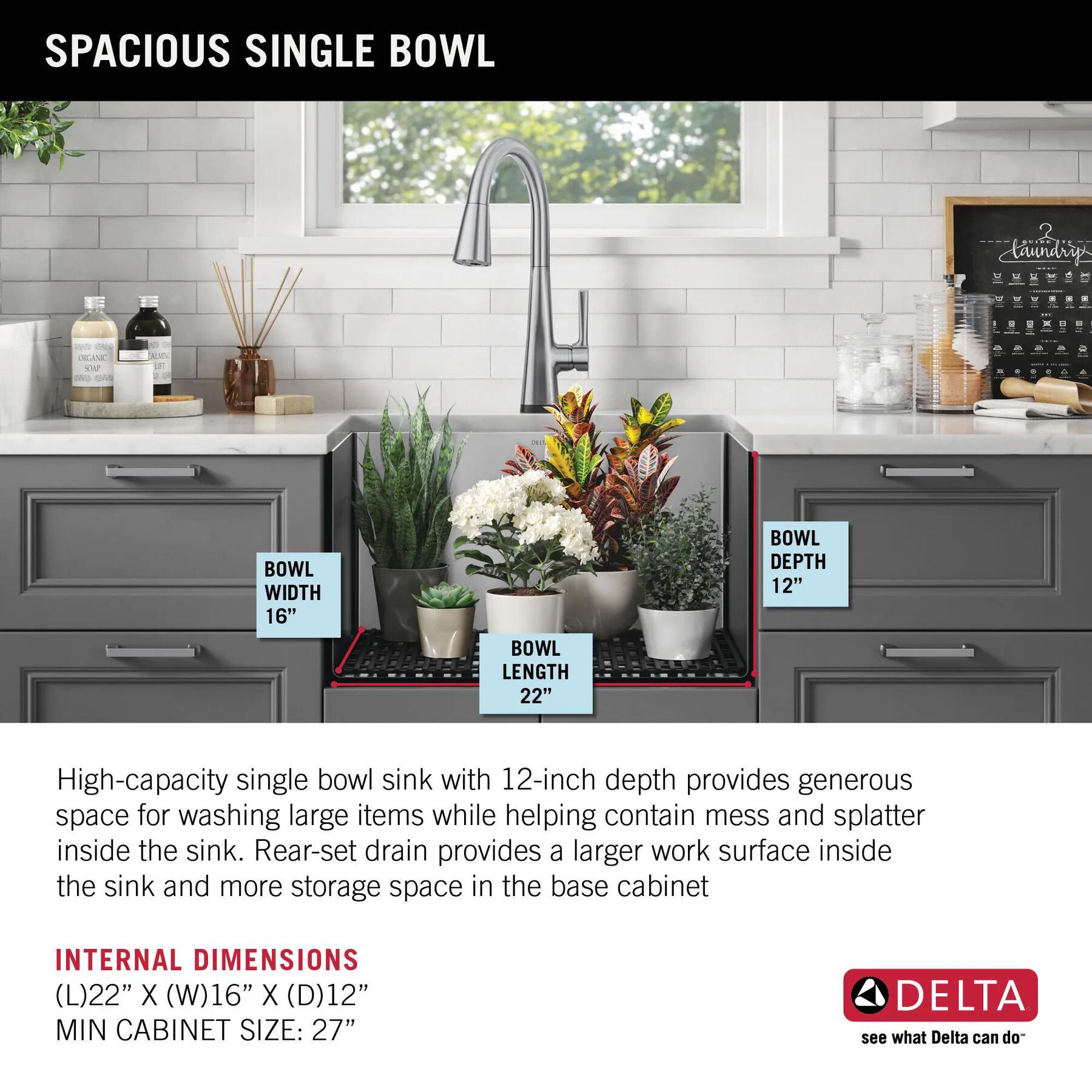 24&rdquo; Undermount Stainless Steel Single Bowl Laundry Utility Kitchen Sink with Accessories